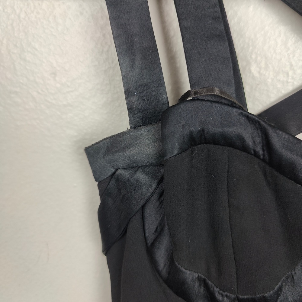 H&M x Versace Silk Dress Women XS Black Corset Bustier Strap Mini Layered Ruffle - Picture 6 of 8